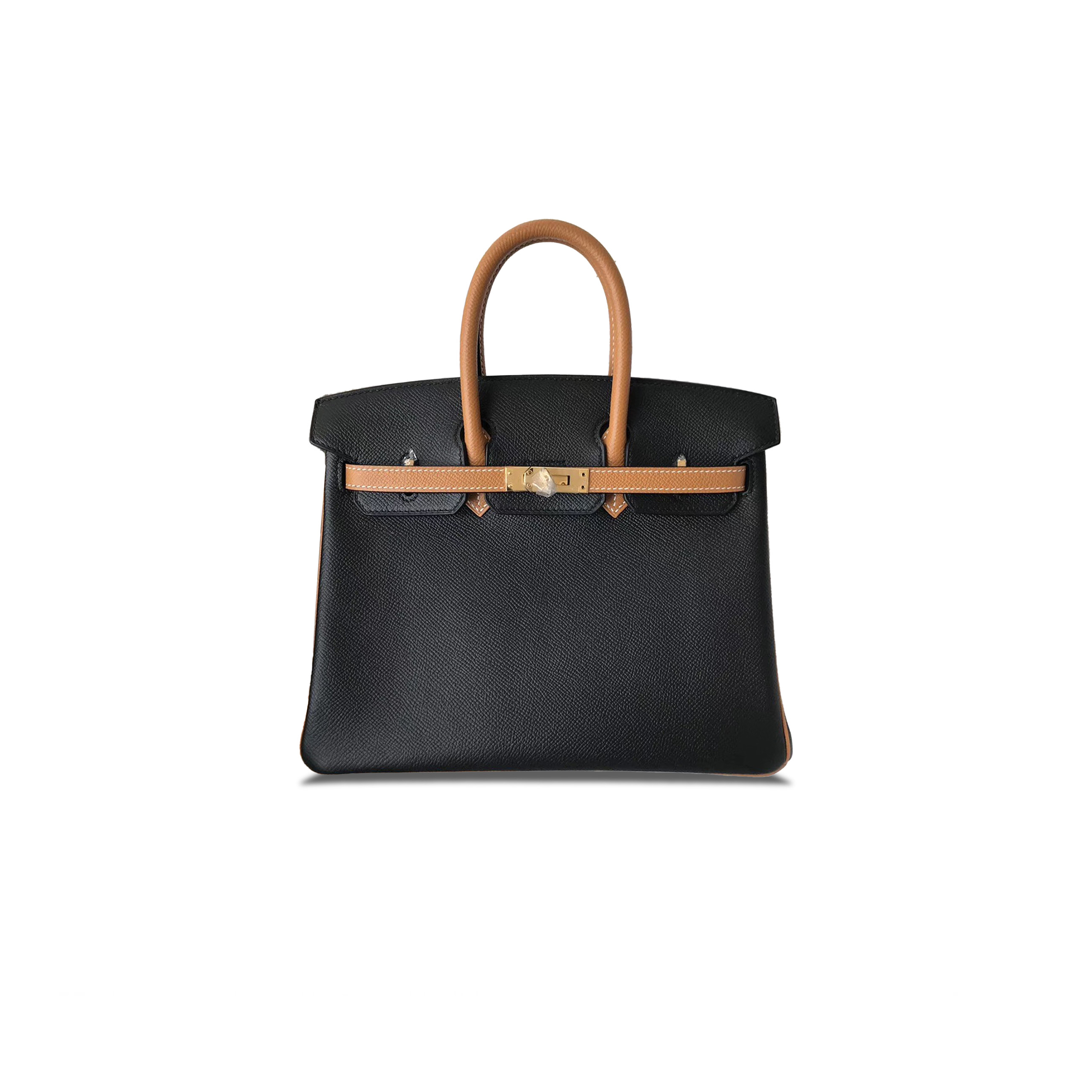 HERMES MASTER BIRKIN 25 EPSOM BLACK AND GOLD BROWN GOLD BUCKLE BAG H028368CK9S (25*20*13cm)